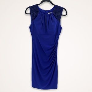 Cache Swarovski shoulder wrap dress size  2-Blue